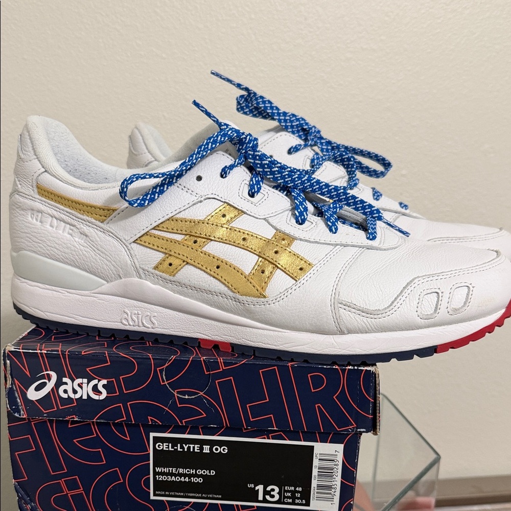 Kith White and Gold Athletic Shoes